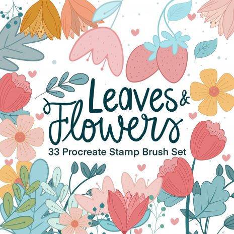 Flower and Leaves Procreate Stamp Brush Set | 33 Procreate Digital Drawing Floral Stamp iPad Tool | Digital Illustration Resource E560