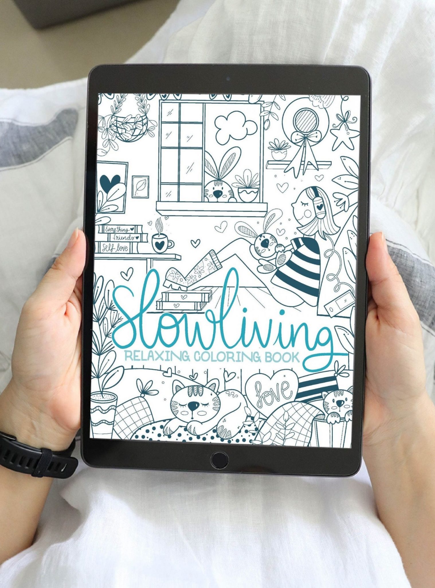 SLOWLIVING Digital Coloring Book for Adults | ADHD Relaxing and focus practice |Anxiety Relief Gift | Soothing Digital Coloring | M040