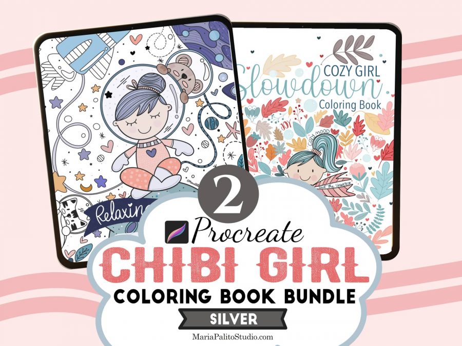 2 Coloring Book Bundle Space + Cozy Girl