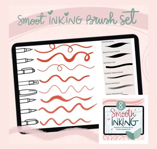 20 INKING Procreate Brushes for LINEART Digital Drawing, Fine Liners Brushes for Ipad Doodling, Lineart Pens and Inking Brush Set M018