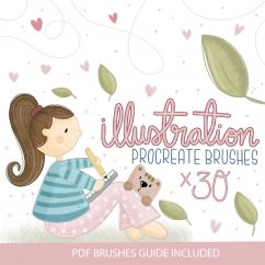 Floral Procreate Coloring + Brushes Bundle , Space Digital Coloring Book + 30 Procreate Brush Set Bundle M063