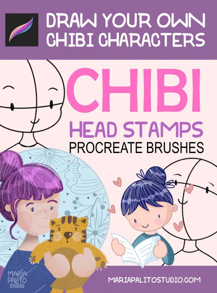 14 CHIBI Heads Procreate Brushes, Character Design Brush Set M017