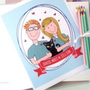 Hand-Drawn Couple Portrait Illustratied Gift ,  Cartoon Custom Family & Pets Illustration , Illustrated Portrait ,Painting your Photo , M032