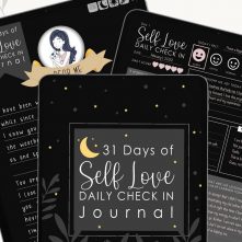 Self-Love Digital MONTHLY Journal , 31 Day of Journaling , Challenge Prompts , Dark Mode Daily Check-in Mental Health Gift , Goodnotes M027