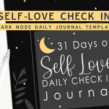 Self-Love Digital MONTHLY Journal , 31 Day of Journaling , Challenge Prompts , Dark Mode Daily Check-in Mental Health Gift , Goodnotes M027