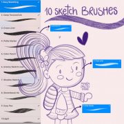 Procreate SKETCHING Brushes, 10 Easy Sketch Brushes for Base Sketching and Doodling, iPad Doodles and Stylish Sketching M002-1