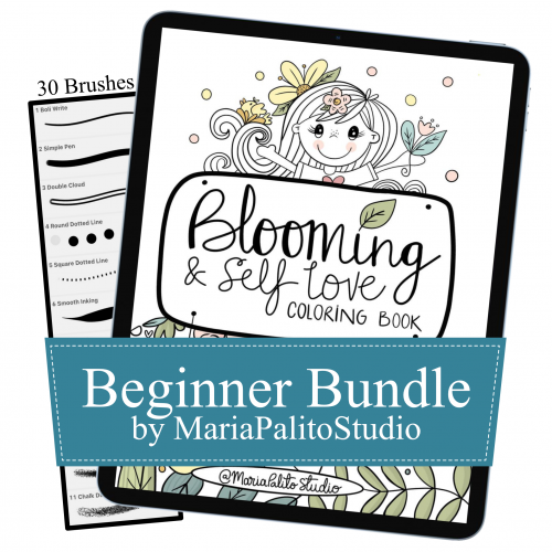 Procreate Bundle: Blooming Coloring Book + Procreate Brushes