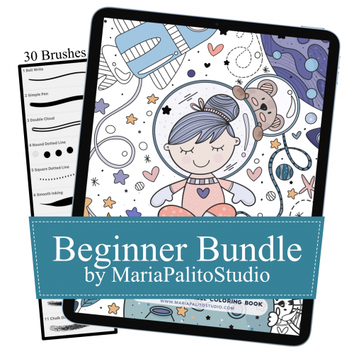 Space Procreate Bundle, Coloring Book & Brushes