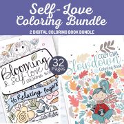 Digital Coloring Book Bundle , Self-Love + Cozy Girl Coloring Books , Procreate Coloring Book for Ipad or for printing M008