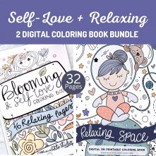 Digital Coloring Book Bundle, Self-love + Relaxing Bundle Procreate Digital Coloring Pages + color palettes, M014
