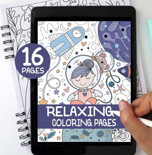 SPACE Digital Coloring Book, Anxiety Relief