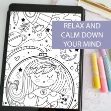 SPACE Digital COLORING Book for Adults for iPad or printing Gift , Procreate Coloring , Anxiety Relief Coloring , Digital Coloring , M004