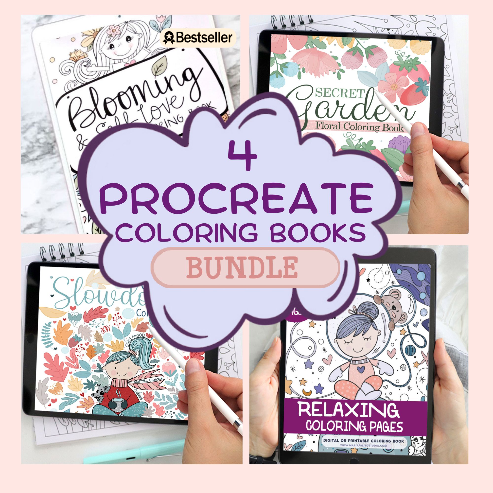 B-THERE Adult Coloring Books - Set of 4 Coloring Books
