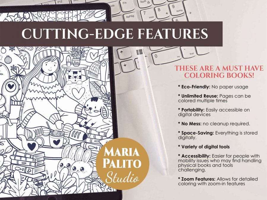 Cozy Girl Christmas Coloring Book (Procreate). Unwind with this digital Procreate coloring book. Featuring a cozy girl. this book offers a relaxing escape. Perfect for digital artists and coloring enthusiasts.