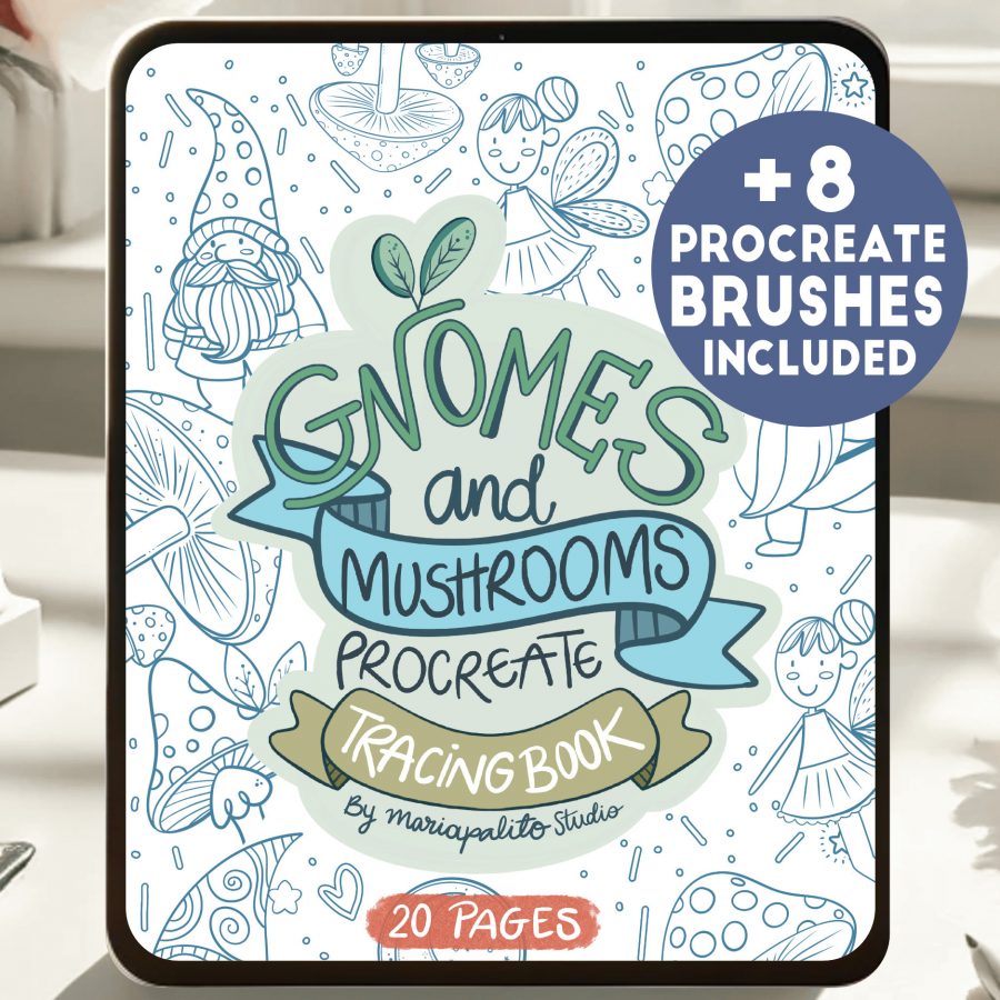 Procreate Tracing Book: Gnomes & Mushrooms – 20 Pages M028