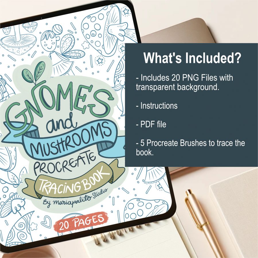 Procreate Tracing Book: Gnomes & Mushrooms – 20 Pages M028 - Image 3