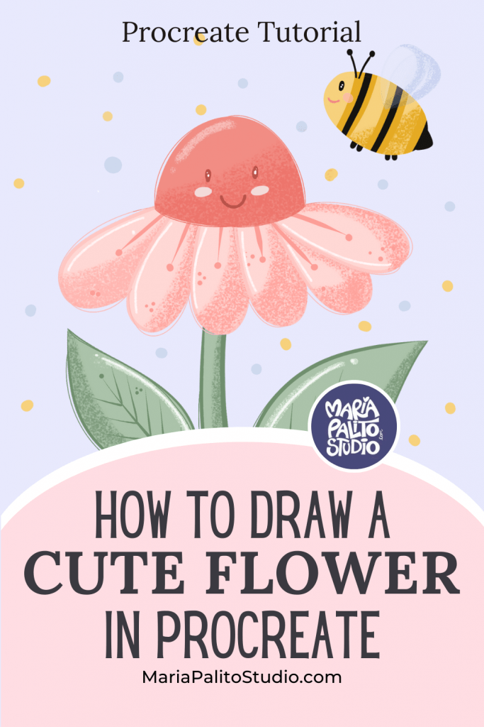 How to Draw a Kawaii Flower in Procreate Tutorial - MariaPalito Studio