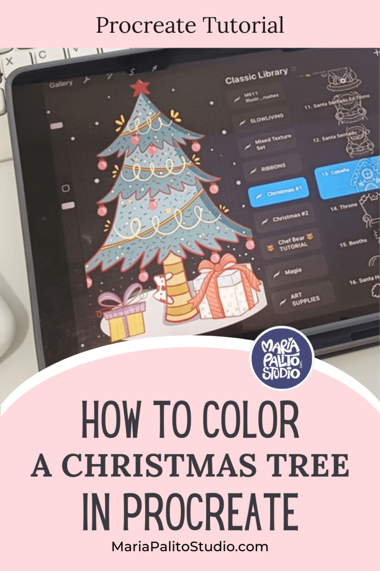 How to Color a Christmas Tree in Procreate | Hand-Drawn Christmas Collection