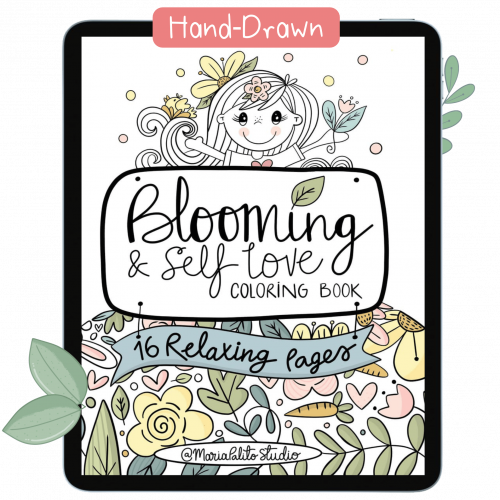 Hand-Drawn Procreate Digital Coloring Book for ADHD Anxiety Relief M001