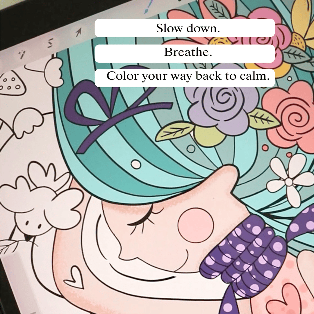 Hand-Drawn Procreate Digital Coloring Book for ADHD Anxiety Relief M001 - Image 6