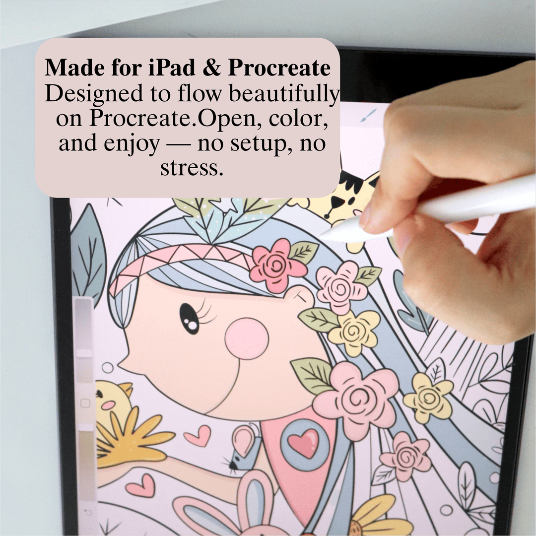 Hand-Drawn Procreate Digital Coloring Book for ADHD Anxiety Relief M001 - Image 4