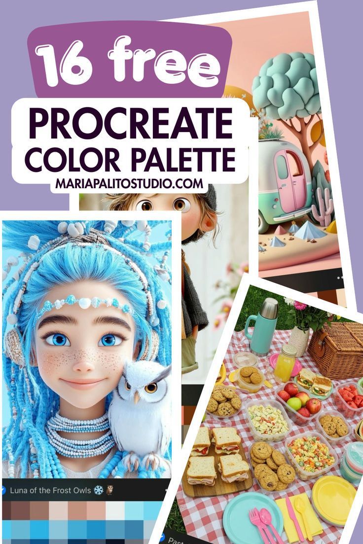 Free 16 Procreate Color palettes for Procreate Beginners.