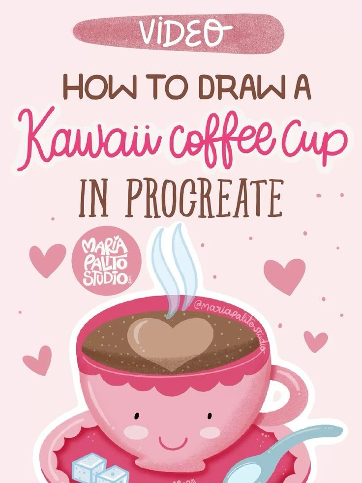 How to Draw a Kawaii Coffee Cup in Procreate ☕ Free Color Palette + Sketch to follow the video.
