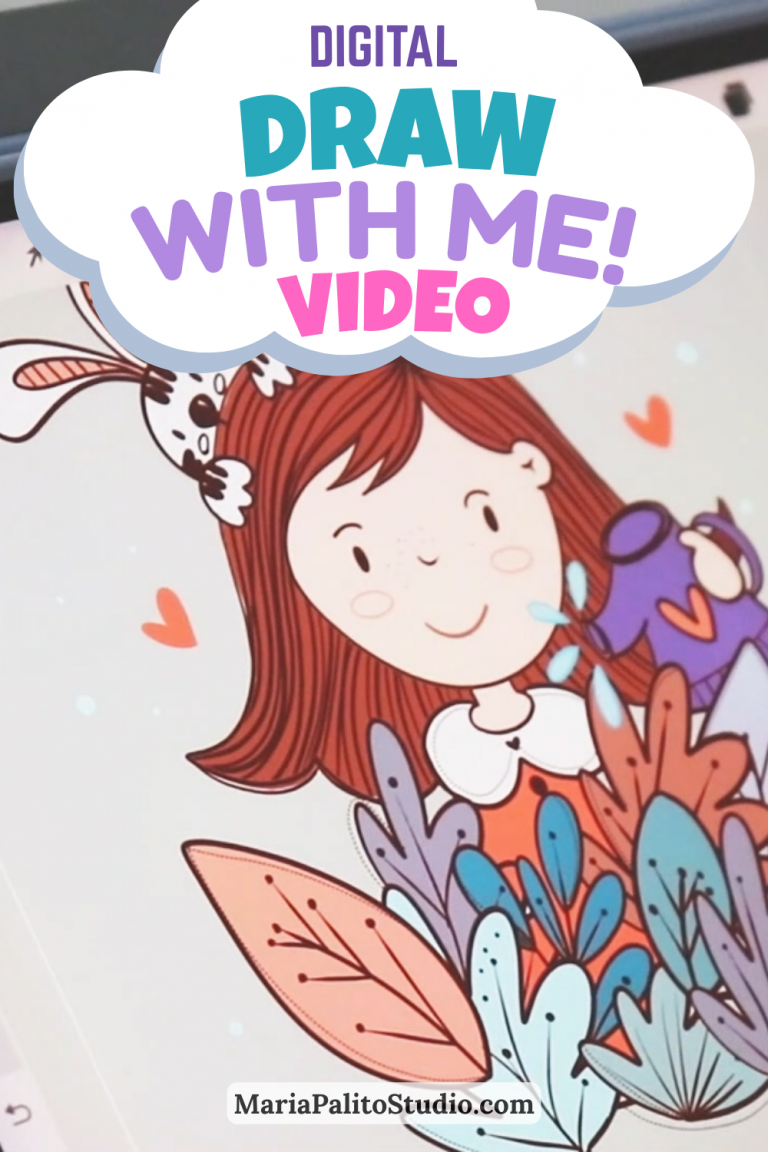 Draw with me Chibi Girl Watering the Plants Illustration in Real Time