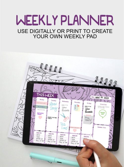 Hand-Drawn Weekly Planner Page for Procreate M117