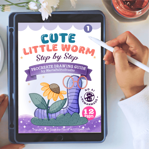 How to Draw a Cute Worm Procreate Drawing Guide Tutorial M030