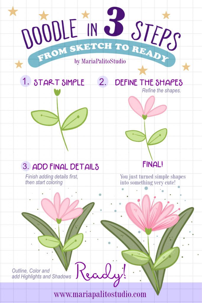 Learn how to draw a cute flower in Procreate in only 3 easy steps. This free beginner-friendly tutorial includes sketching, line art, coloring tips, and a downloadable guide.