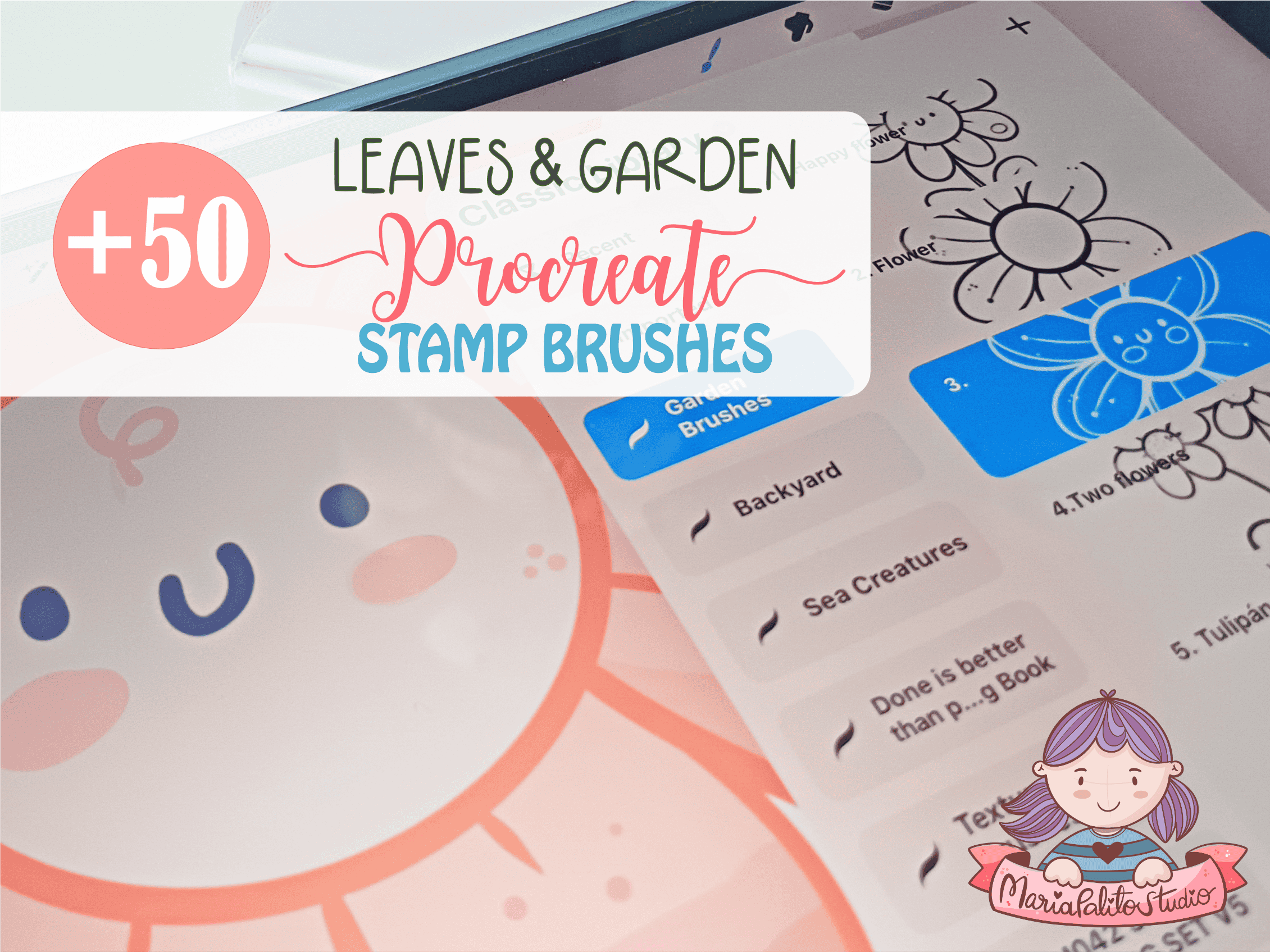 Leaves and Garden Hand-Drawn Procreate Stamp Brushes M120 - Image 2