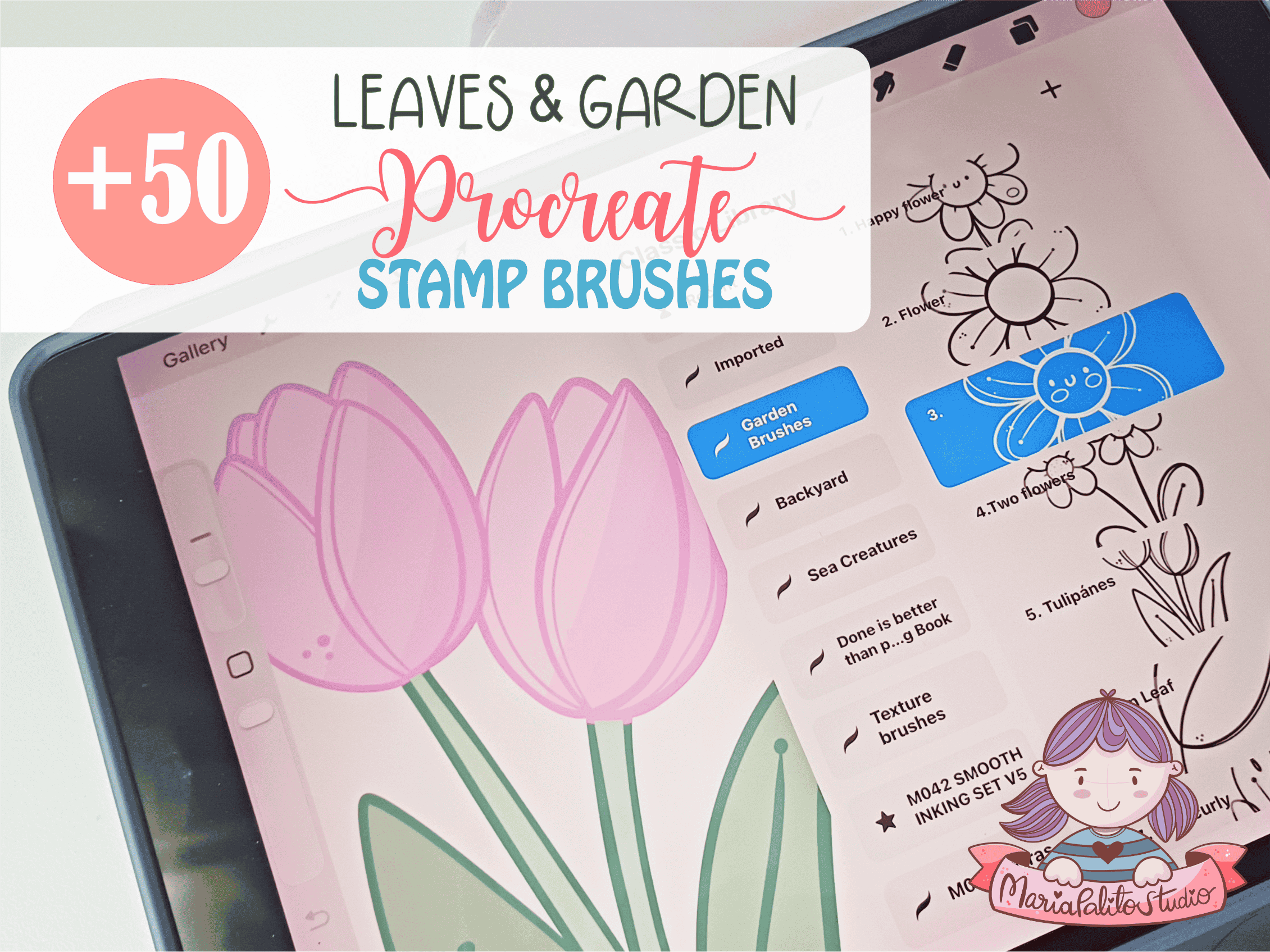 Leaves and Garden Hand-Drawn Procreate Stamp Brushes M120 - Image 3