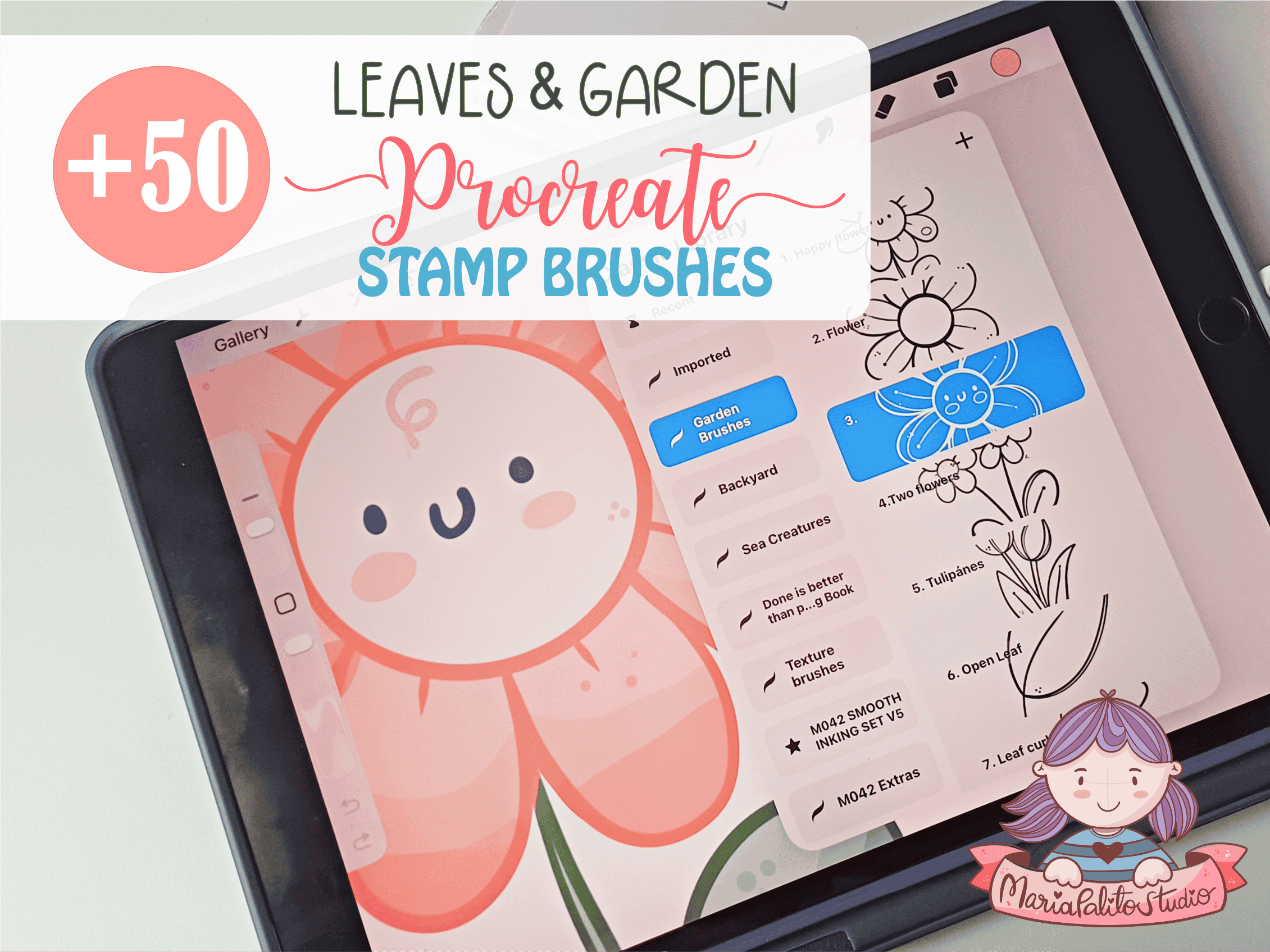 Leaves and Garden Hand-Drawn Procreate Stamp Brushes M120 - Image 4