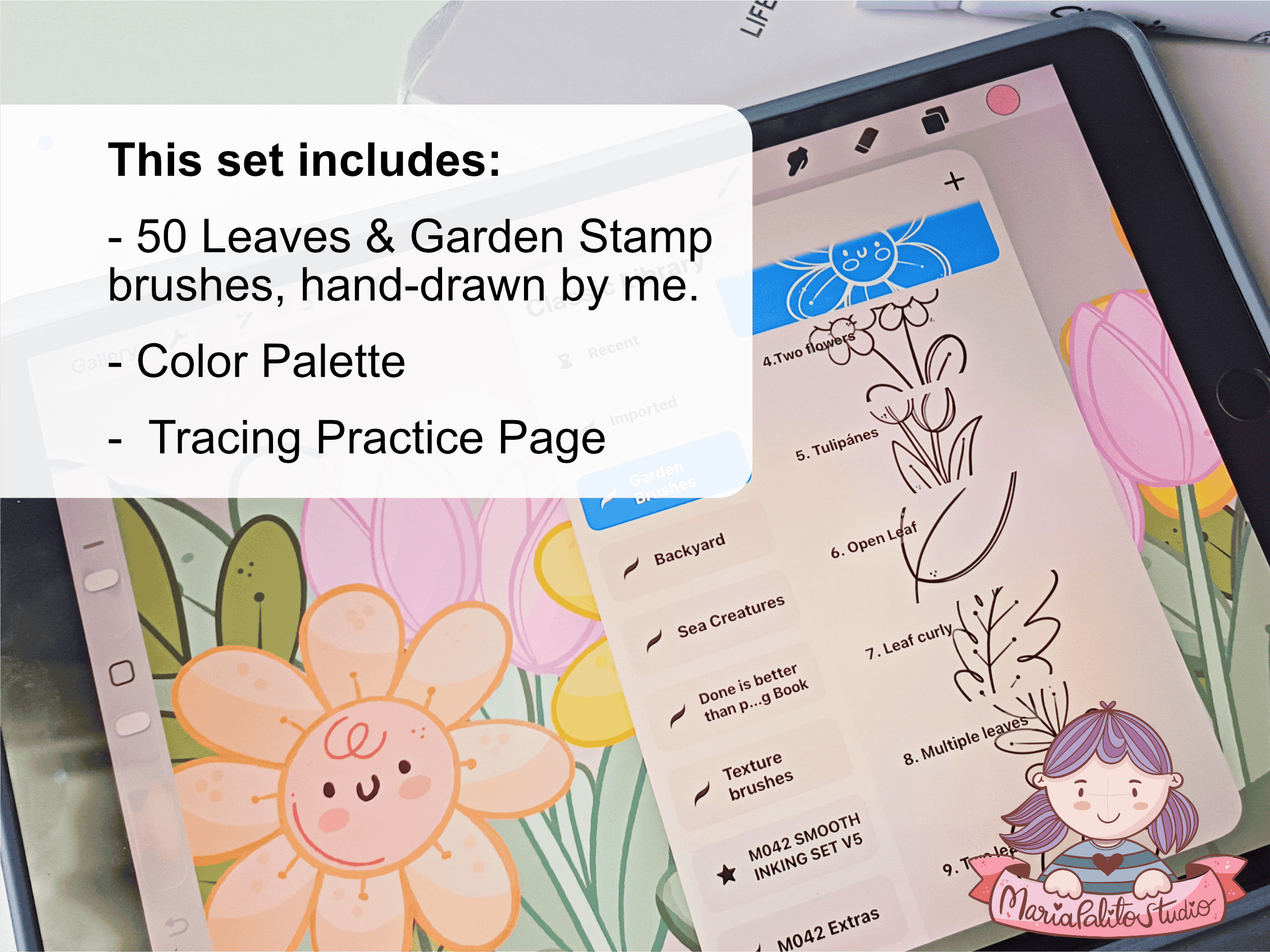 Leaves and Garden Hand-Drawn Procreate Stamp Brushes M120 - Image 5