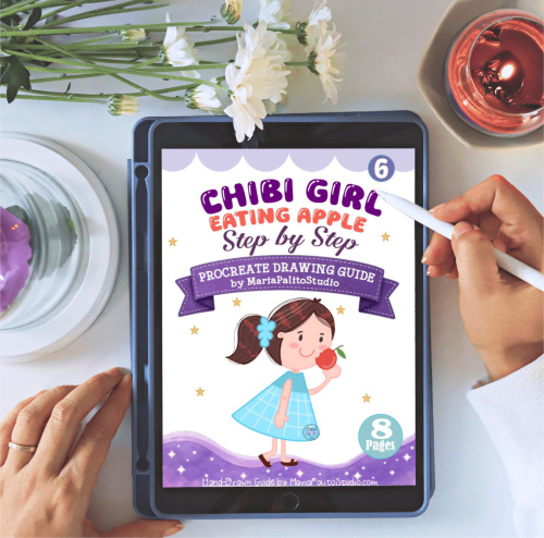 How to Draw a Cute Cute Girl in Procreate - 8-Page Step by Step PDF Guide Tutorial M027