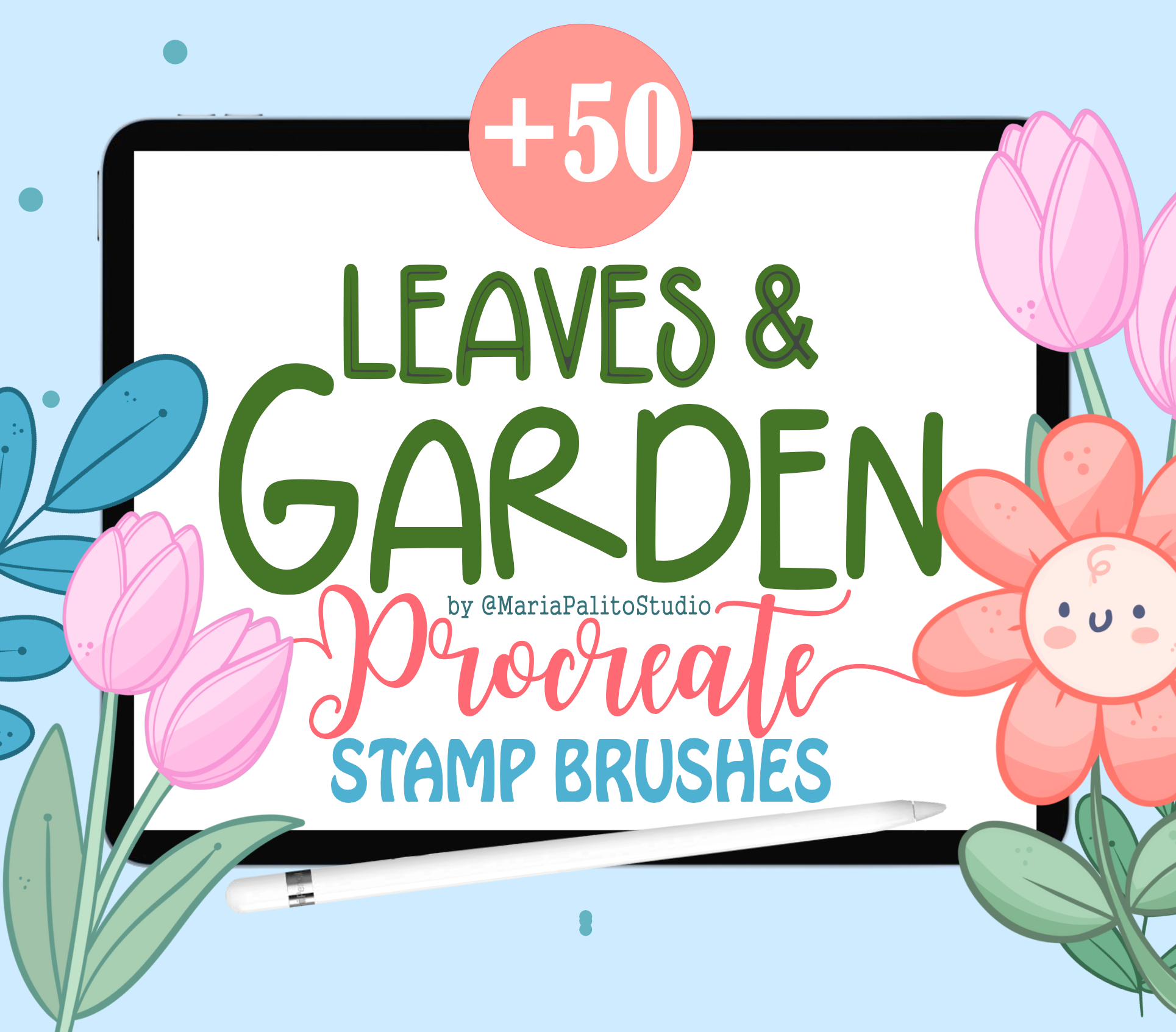 Leaves and Garden Hand-Drawn Procreate Stamp Brushes M120