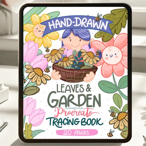 Leaves and Garden Hand-Drawn Procreate Tracing Book M121 - Image 1